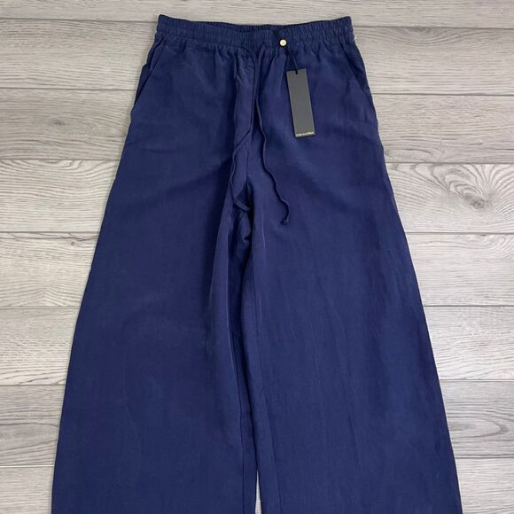 Kobi Halperin Size S Louise Blue Linen Tencel Pullon Wide Leg Pants NEW Trousers - Picture 8 of 12